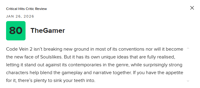 《噬血代码2》MC均分73分:瑕疵太多 优化很差!